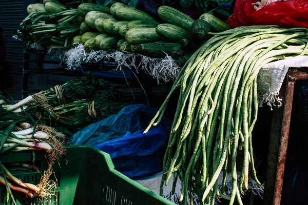 Kathmandu Nepal Oktober 2018 Närbild Olika Grönsaker Som Säljs Marknaden — Stockfoto