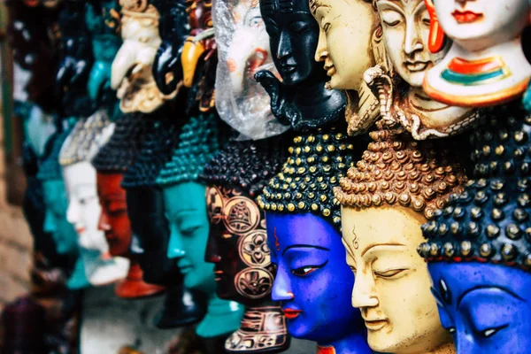 Kathmandu Nepál Října 2018 Closeup Nepálské Dekorativní Předměty Prodává Prodejně — Stock fotografie