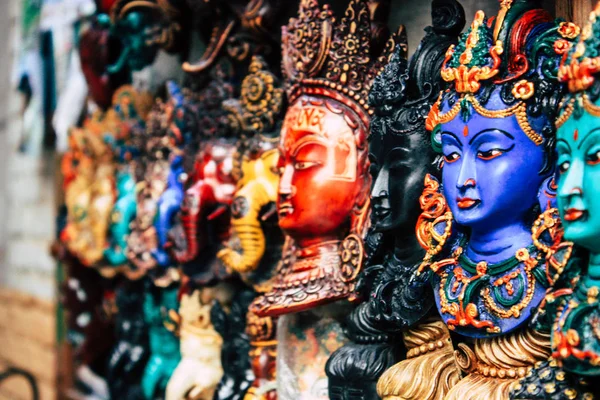 Kathmandu Nepal Oktober 2018 Nahaufnahme Nepalesischer Dekorativer Objekte Die Morgens — Stockfoto