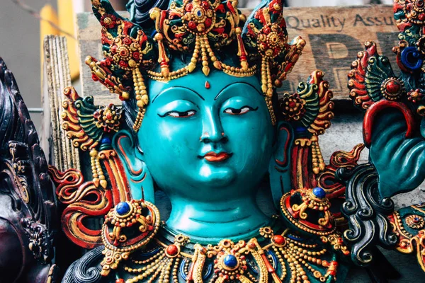 Kathmandu Nepal Oktober 2018 Close Van Nepalese Decoratievoorwerpen Een Souvenierwinkel — Stockfoto