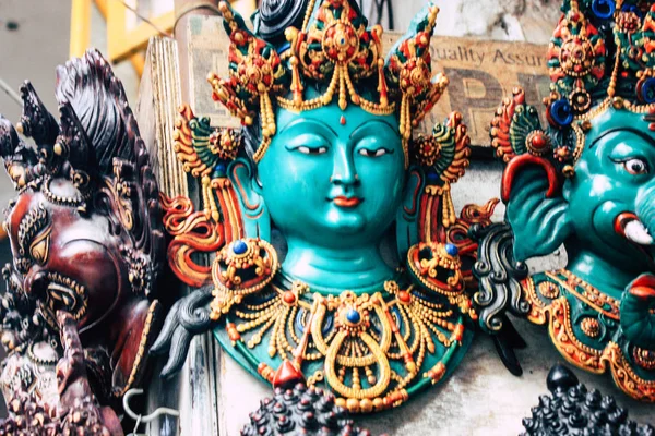 Katmandu Nepal Ekim 2018 Closeup Dekoratif Objeler Sabah Katmandu Thamel — Stok fotoğraf