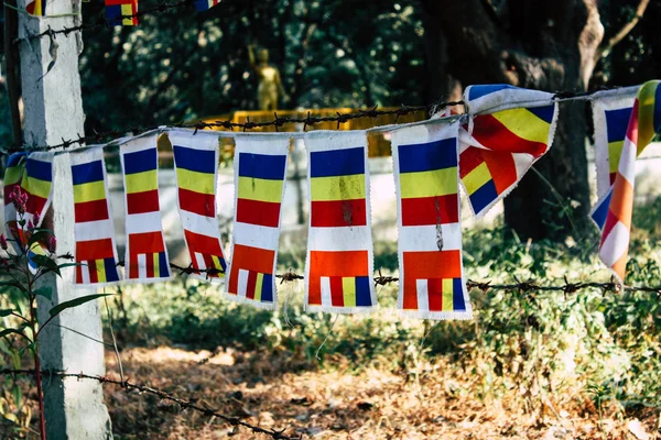 Lumbini Nepal November 2018 Blick Auf Tibetische Flaggen Heiligen Buddha — Stockfoto