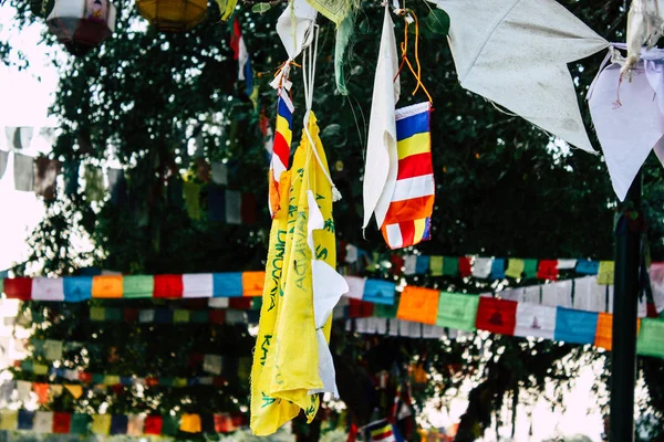 Lumbini Nepal Noviembre 2018 Vista Las Banderas Tibetanas Jardín Del — Foto de Stock