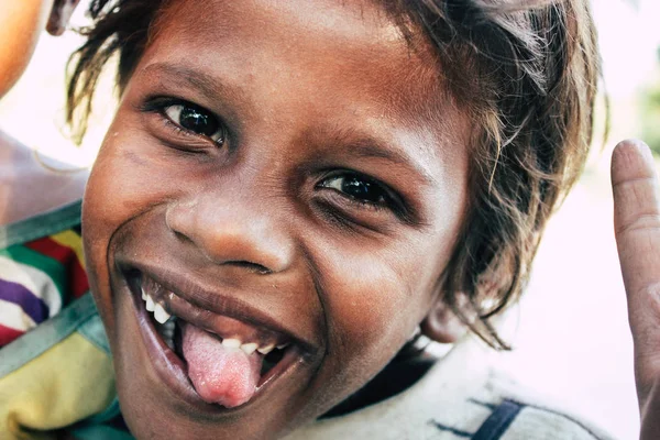 Lumbini Nepal Novembro 2018 Retrato Uma Jovem Criança Mendigo Nepalesa — Fotografia de Stock