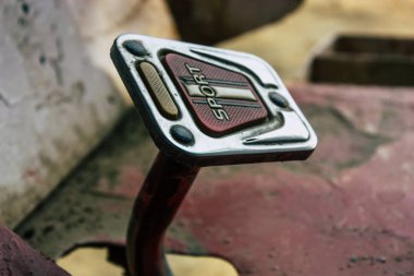 : Lumbini Nepal 3 Kasım 2018 bir çekçek Closeup öğleden sonra: Lumbini Buda bahçede girişte Park