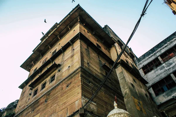 Varanasi Índia Novembro 2018 Vista Fachada Edifício Localizado Varanasi Ghats — Fotografia de Stock