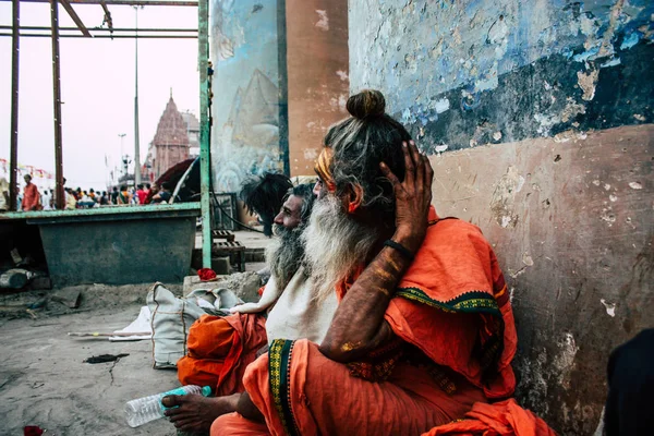 Βαρανάσι Ινδία Νοεμβρίου 2018 Δείτε Από Άγνωστο Άγιο Sadhu Κάθεται — Φωτογραφία Αρχείου