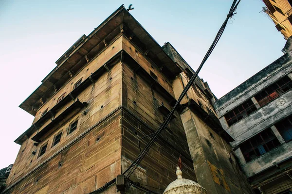 Varanasi Índia Novembro 2018 Vista Fachada Edifício Localizado Varanasi Ghats — Fotografia de Stock