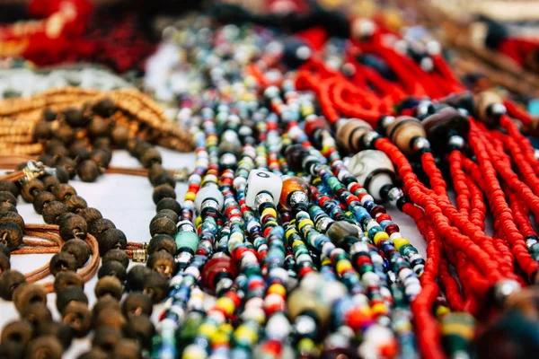 Varanasi Índia Novembro 2018 Vista Jóias Tradicionais Pulseira Colar Vendidos — Fotografia de Stock