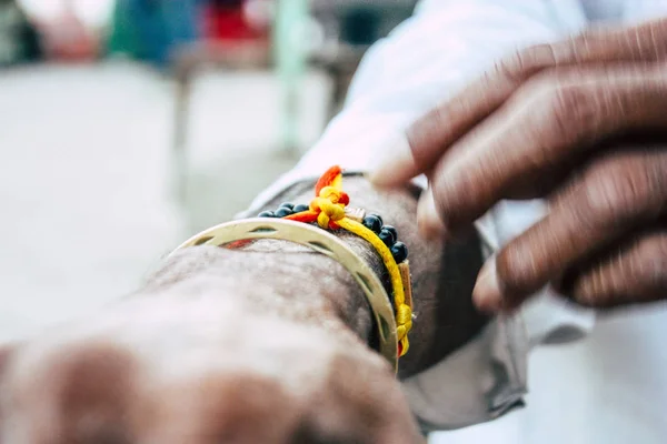 104 Varanasi India November 2018 Bekijken Van Onbekende Heilige Saddhu — Stockfoto