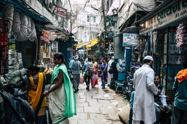 Varanasi Indien November 2018 Visa Okända Människor Som Gick Basaren — Stockfoto