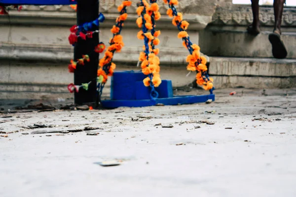 Varanasi Índia Novembro 2018 Vista Uma Venda Madeira Uma Escala — Fotografia de Stock