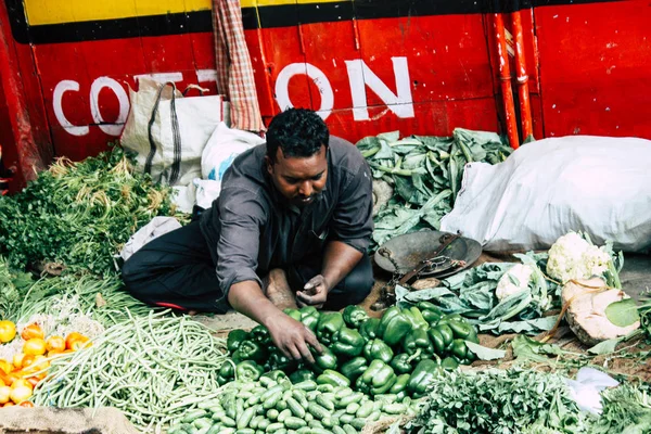 Varanasi Indie Listopadu 2018 Pohled Neznámý Indický Prodávajícího Zeleninu Trh — Stock fotografie