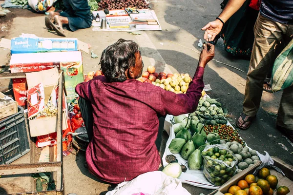 Varanasi India November 2018 View Unknown Indian Seller Vegetables Market — Stock Photo, Image