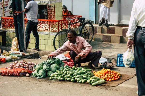 Varanasi India November 2018 View Unknown Indian Seller Vegetables Market — Stock Photo, Image