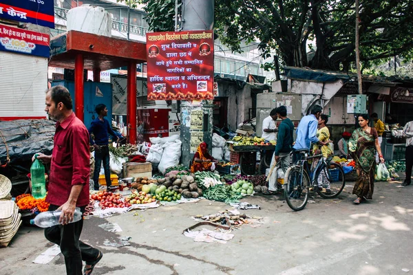 Varanasi India November 2018 View Unknown Indian Seller Vegetables Market — Stock Photo, Image