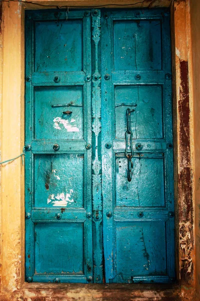 Varanasi Indien November 2018 Schließen Der Traditionellen Tür Der Engen — Stockfoto