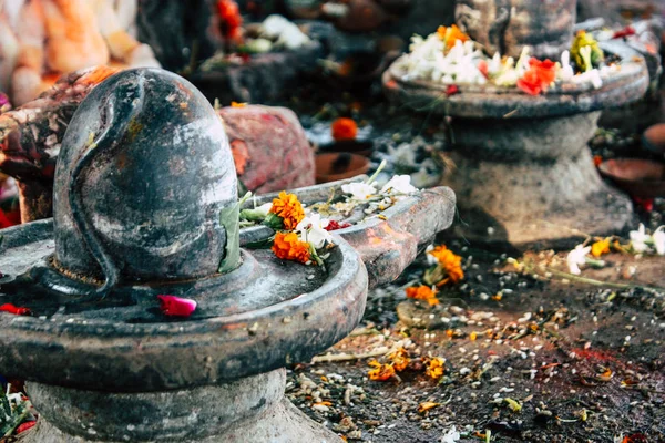 Varanasi India November 2018 Closeup Shiva Temple Located Assi Ghat — Stock Photo, Image