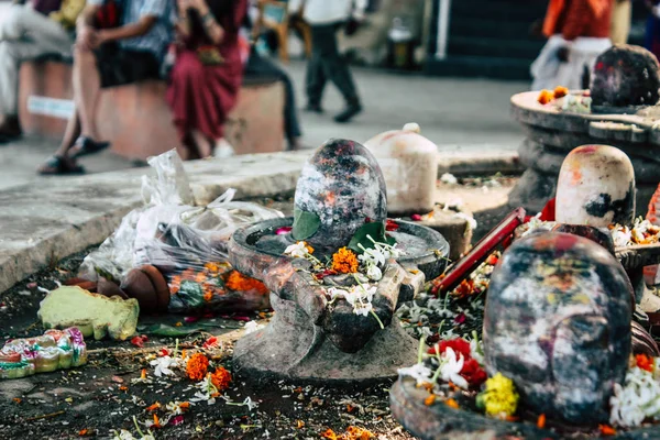 Varanasi India November 2018 Ban Közelkép Egy Shiva Templom Található — Stock Fotó