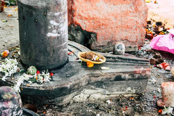 Varanasi India November 2018 Closeup Shiva Temple Located Assi Ghat — Stock Photo, Image