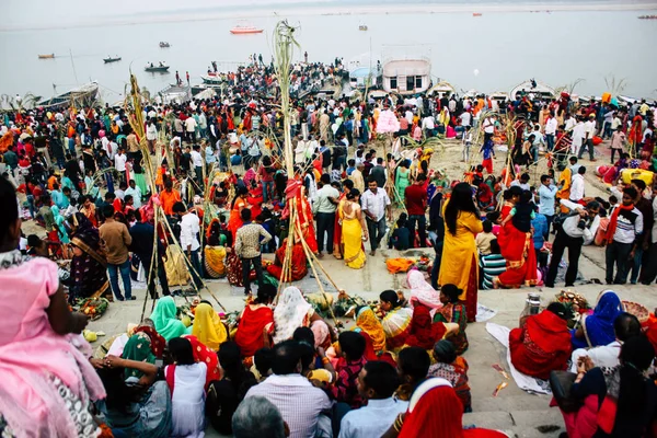 Varanasi India November 2018 View Unknowns Indians People Attenting Celebrating — Stock Photo, Image