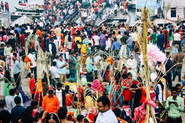 Varanasi India November 2018 View Unknowns Indians People Attenting Celebrating — Stock Photo, Image