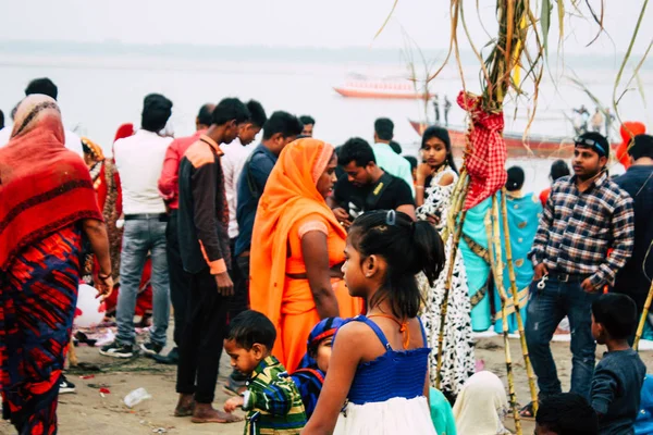 Varanasi India November 2018 View Unknowns Indians People Attenting Celebrating — Stock Photo, Image