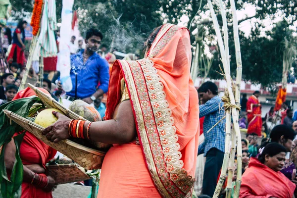 Varanasi India November 2018 Weergave Van Onbekenden Indianen Mensen Attenting — Stockfoto