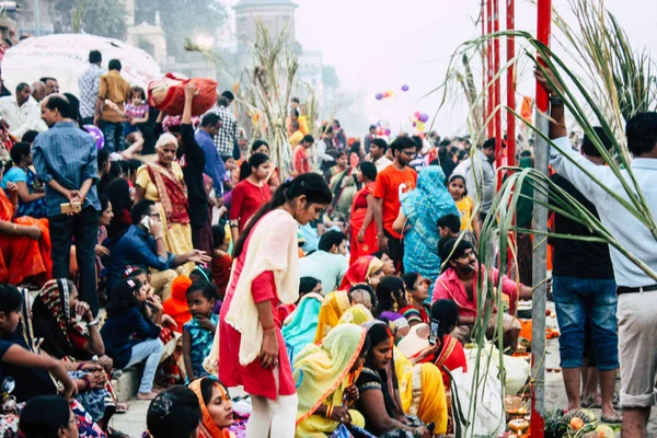 Varanasi Inde Novembre 2018 Vue Inconnus Indiens Attentifs Célébrant Dev — Photo