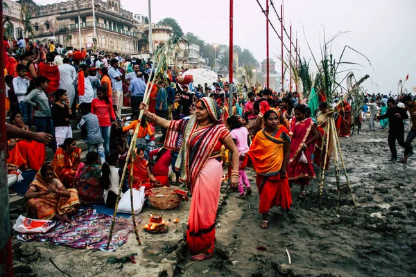 Varanasi India November 2018 View Unknowns Indians People Attenting Celebrating — Stock Photo, Image