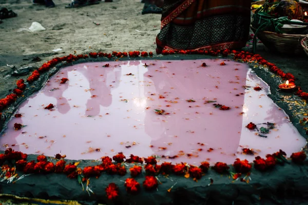 Varanasi Inde Novembre 2018 Vue Inconnus Indiens Attentifs Célébrant Dev — Photo