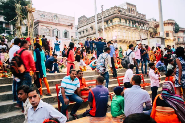 Varanasi Inde Novembre 2018 Vue Inconnus Indiens Attentifs Célébrant Dev — Photo