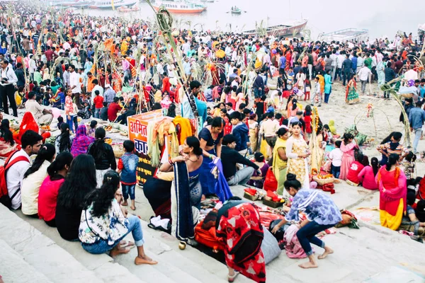 Varanasi India November 2018 View Unknowns Indians People Attending Celebrating — Stock Photo, Image