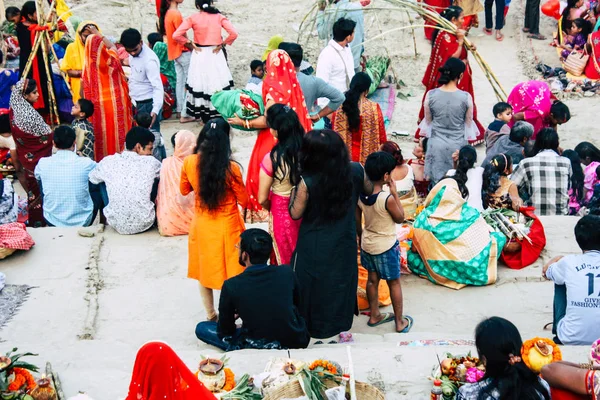 Varanasi Inde Novembre 2018 Vue Inconnus Indiens Qui Assistent Célèbrent — Photo