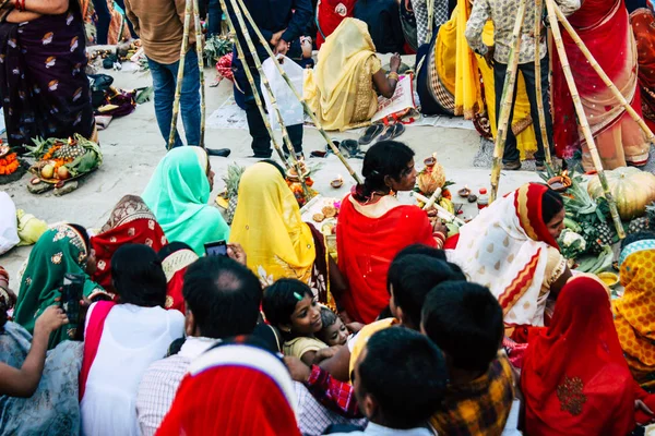 Varanasi Inde Novembre 2018 Vue Inconnus Indiens Qui Assistent Célèbrent — Photo