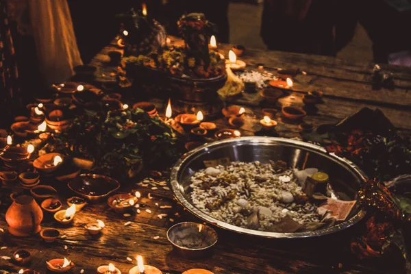 Varanasi Inde Novembre 2018 Vue Des Bougies Traditionnelles Pour Festival — Photo