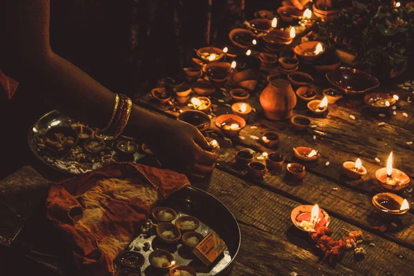 Varanasi India Noviembre 2018 Vista Los Indios Desconocidos Que Asisten — Foto de Stock