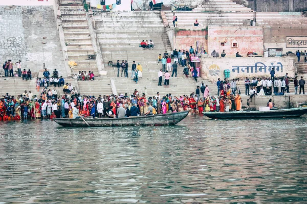 Varanasi Inde Novembre 2018 Vue Inconnus Indiens Qui Assistent Célèbrent — Photo