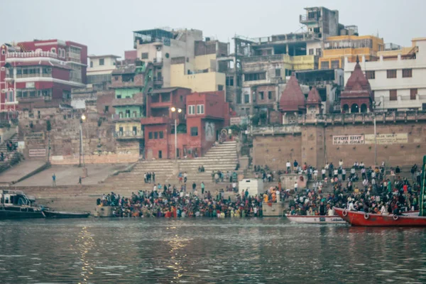 Varanasi Indien November 2018 Visa Okända Indianerna Människor Delta Och — Stockfoto