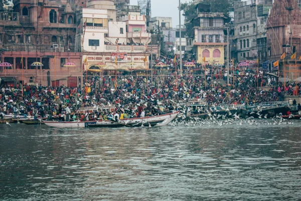 Varanasi Inde Novembre 2018 Vue Inconnus Indiens Qui Assistent Célèbrent — Photo