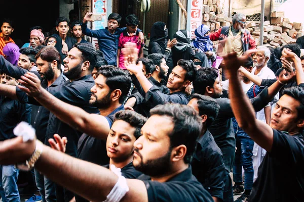 Varanasi India November 2018 Weergave Van Onbekenden Sjiitische Moslims Deelnemen — Stockfoto