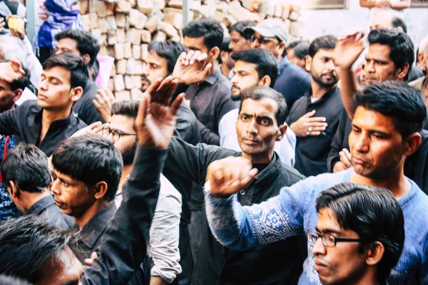 Varanasi Índia Novembro 2018 Vista Das Incógnitas Muçulmanos Xiitas Participam — Fotografia de Stock