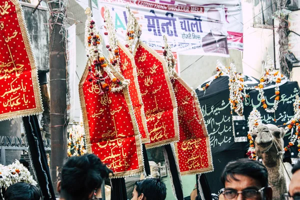 Varanasi Indie Listopada 2018 Widok Niewiadomych Szyickich Muzułmanów Wziąć Udział — Zdjęcie stockowe