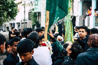 Varanasi Hindistan 17 Kasım 2018 bilinmeyenli Şii Müslümanlar görünümünü Aşure anmalar Varanasi Arap bölgesi içinde bir parçası olarak bir alay katılın