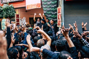 Varanasi Hindistan 17 Kasım 2018 bilinmeyenli Şii Müslümanlar Imam Aşure anmalar Varanasi Arap bölgesi içinde sırasında konuşma görünümü