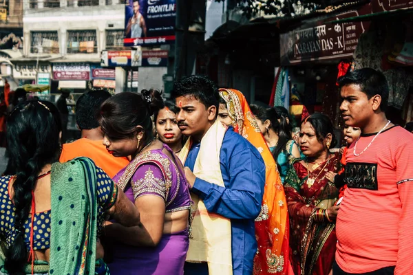 Varanasi Indie Listopadu 2018 Pohled Neznámých Indických Lidí Jde Svatbu — Stock fotografie