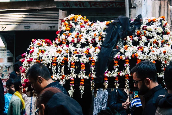 Varanasi Indien November 2018 Visa Okända Shiitiska Muslimer Del Procession — Stockfoto