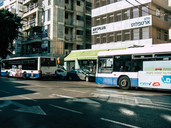 Tel Aviv Izrael Listopada 2018 Widok Klasyczny Izraelski Autobus Organizacji — Zdjęcie stockowe