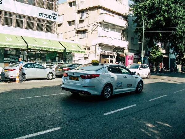 Tel Aviv Israël Octobre 2018 Vue Taxi Blanc Israélien Traditionnel — Photo