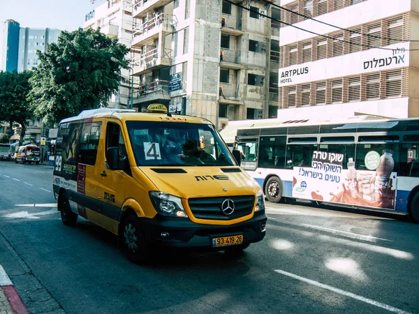 Tel Aviv Israel Oktober 2018 Visa Traditionella Israeliska Gul Taxi — Stockfoto